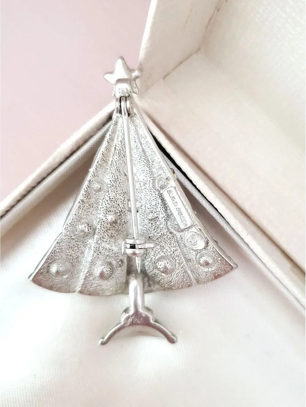 Vintage Silver Starrs Silver Tone Rhinestone Christmas Tree Brooch